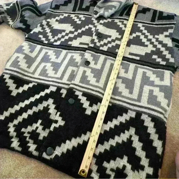 Vintage 80s 90s Mohair Wool Cotton Oversized Coat Aztec Boho Artsy Reversible L - Picture 16 of 16